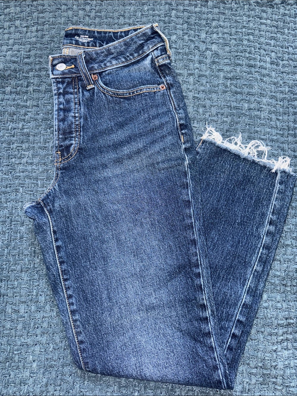 Old Navy Dark Blue Cropped Raw-Hem Jeans